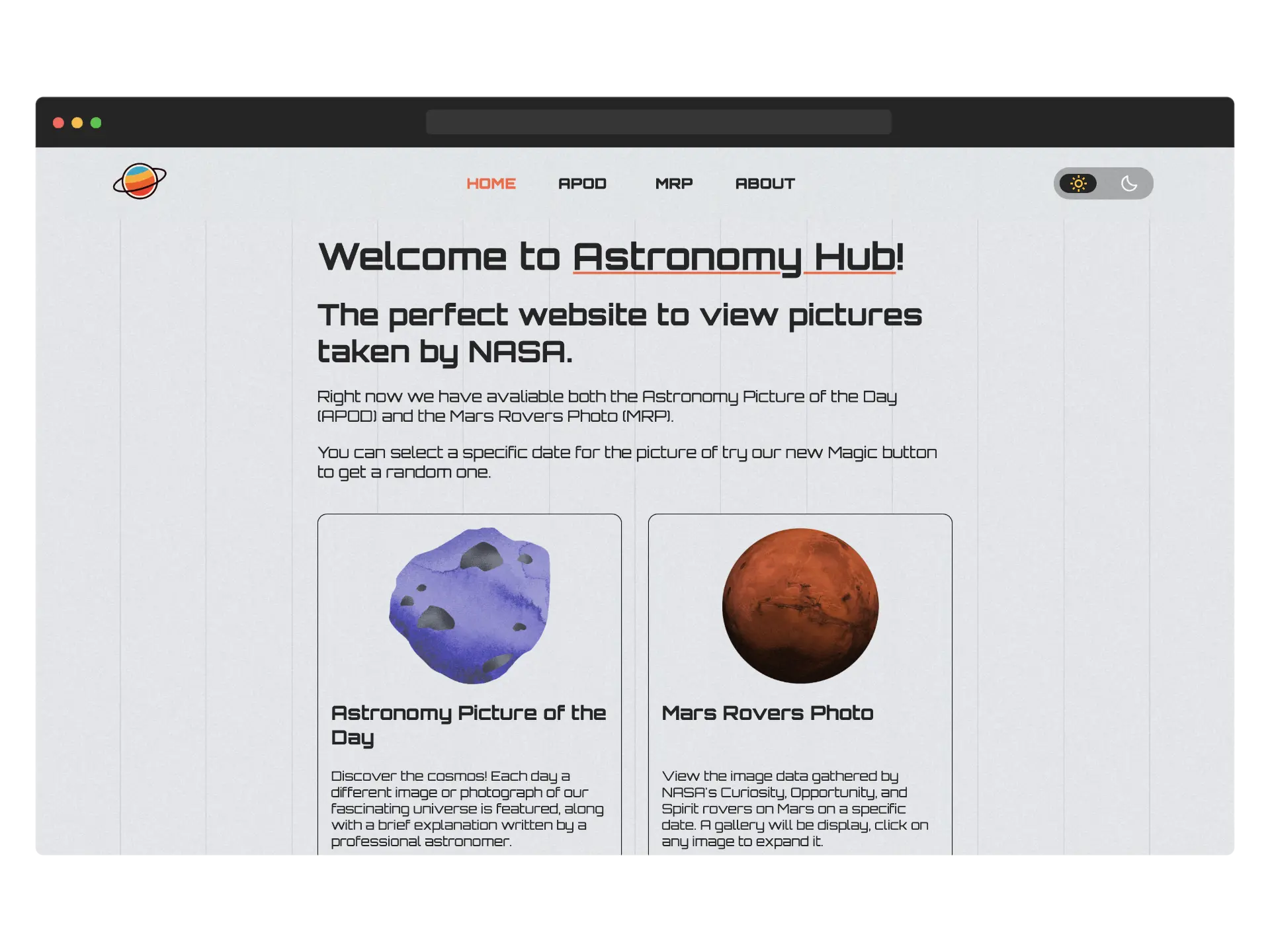 Desktop preview image of Nasa app