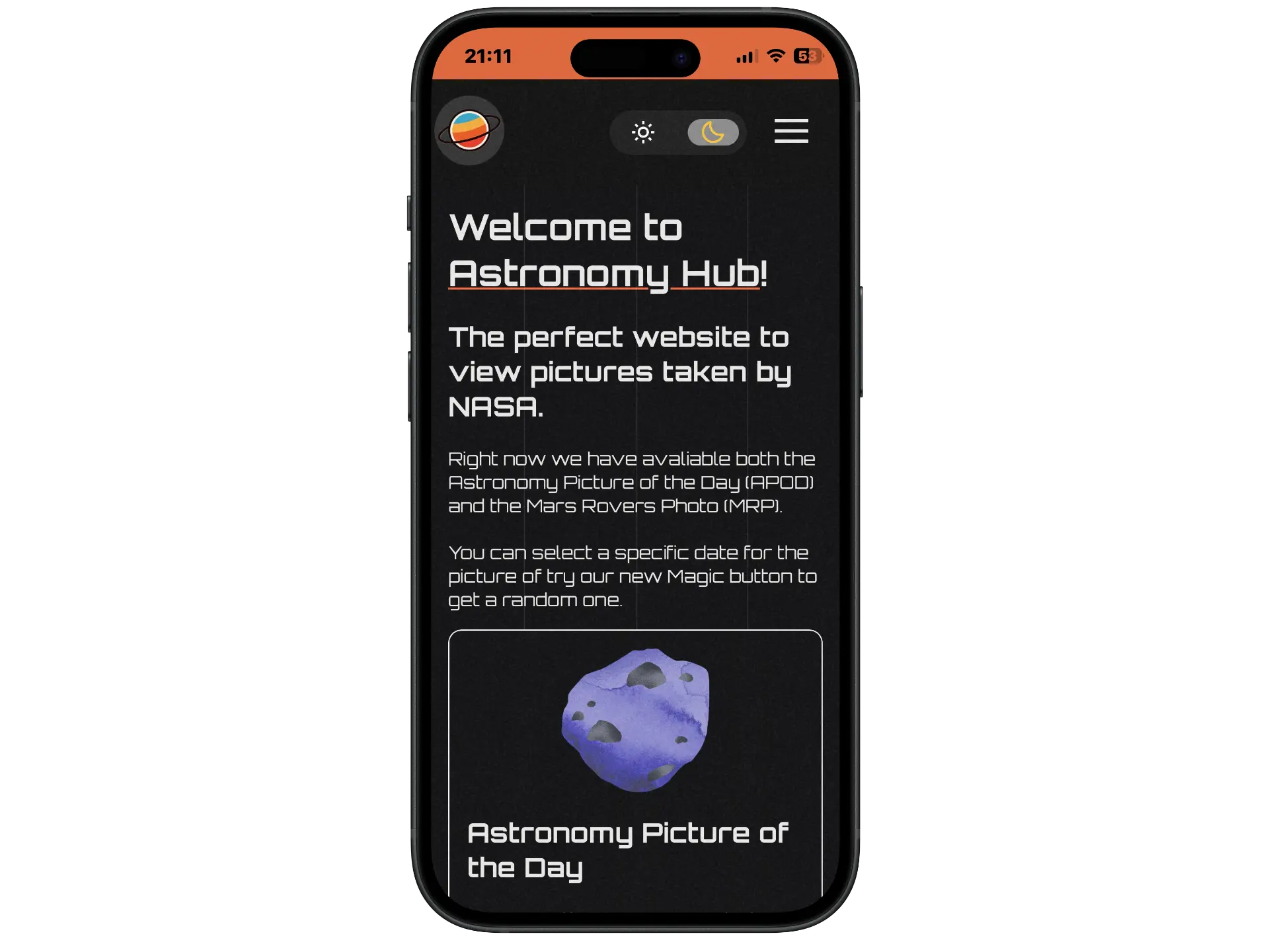 Mobile preview image of Nasa app